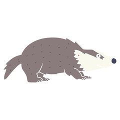 flat color style cartoon badger