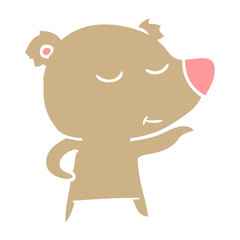 happy flat color style cartoon bear