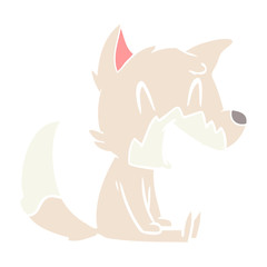 laughing fox flat color style cartoon