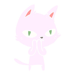 flat color style cartoon cat staring