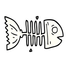 cartoon doodle fish bones