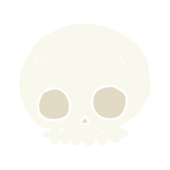 flat color style cartoon skull