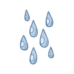 flat color illustration of a cartoon raindrops