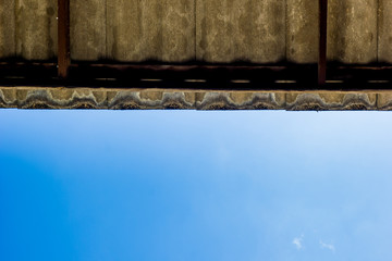 Under rooftop and blue sky