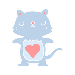 cute flat color style cartoon cat
