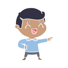 flat color style cartoon laughing man pointing