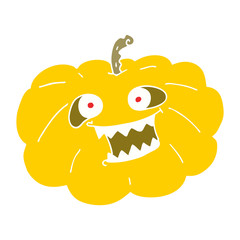 flat color illustration of a cartoon halloween pumpkin