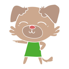 flat color style cartoon dog in dress pointing