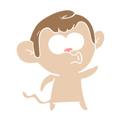 flat color style cartoon hooting monkey