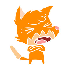 angry flat color style cartoon fox