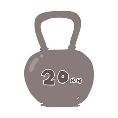 flat color illustration of a cartoon 20kg kettle bell