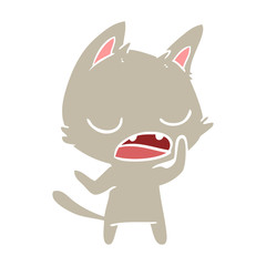 talking cat flat color style cartoon