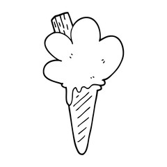 line drawing cartoon ice cream cone