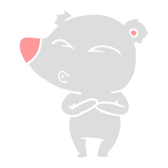 flat color style cartoon whistling bear