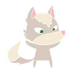 Obraz premium friendly flat color style cartoon wolf