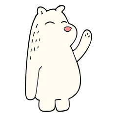 cartoon doodle polar bear waving