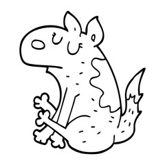 line drawing cartoon dog sitting