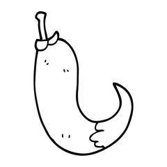 line drawing cartoon red hot chilli pepper