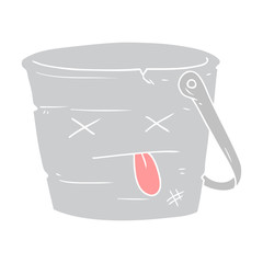kicked the bucket flat color style cartoon