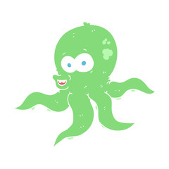 flat color illustration of a cartoon octopus