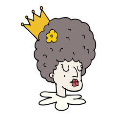 cartoon doodle queen in makeup and huge wig