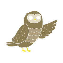 flat color style cartoon owl pointing
