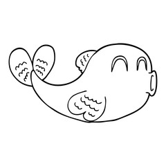 line drawing cartoon of a fish