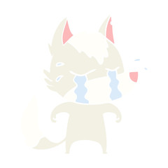 flat color style cartoon crying wolf