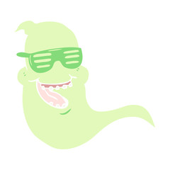 flat color style cartoon cool spooky ghost