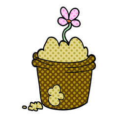 cartoon doodle flower pot