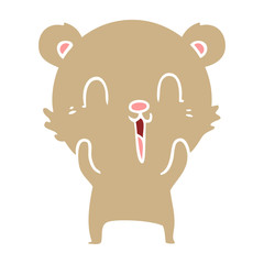 happy flat color style cartoon bear