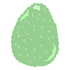 flat color illustration of a cartoon avocado