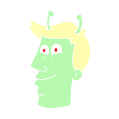 flat color illustration of a cartoon alien man