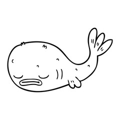 line drawing cartoon of a fish