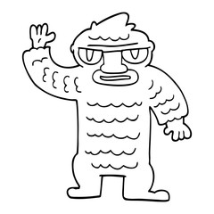 line drawing cartoon big yeti