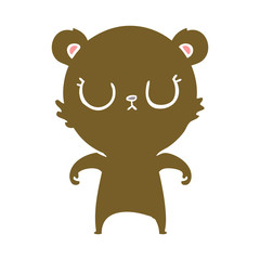 peaceful flat color style cartoon bear