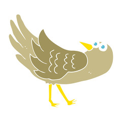 flat color illustration of a cartoon bird