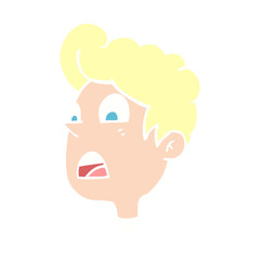 flat color illustration of a cartoon shocked man