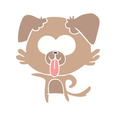 flat color style cartoon dog with tongue sticking out