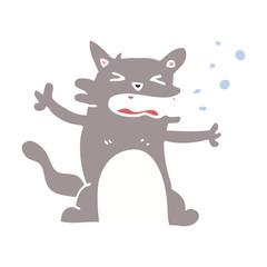 cartoon doodle hiccuping cat