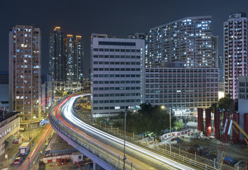 Fototapeta na wymiar Skyline of midtown of Hong Kong city at night