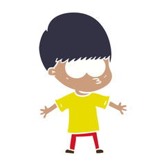 nervous flat color style cartoon boy