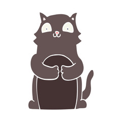 flat color style cartoon cat