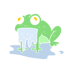 flat color illustration of a cartoon gross little frog