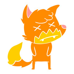 flat color style cartoon dead fox