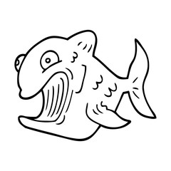 funny line drawing cartoon fish