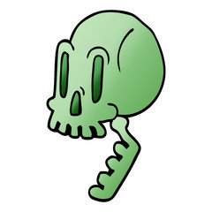 cartoon doodle green skull