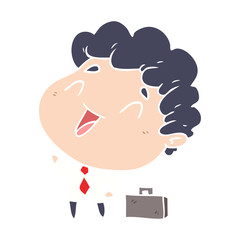 cute flat color style cartoon businessman