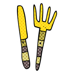 cartoon doodle knife and fork