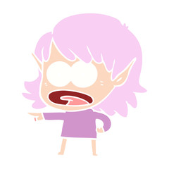 flat color style cartoon shocked elf girl